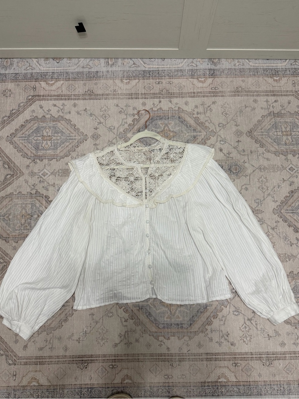 Pilcro Long Sleeve Eyelet Cutwork Blouse - Picture 3 of 5